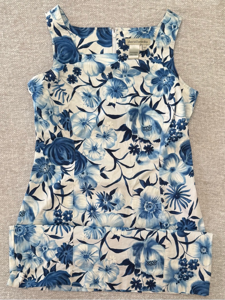 David Brooks Blue And White Floral Sundress